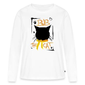 BOB DER STREUNER I BOB THE CAT - T-shirt manches longues Premium bio Femme - blanc - Devant - Julia (174cm)