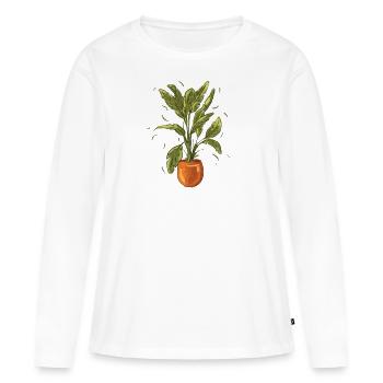 Plante - T-shirt manches longues Premium bio Femme - blanc - Devant - Julia (174cm)