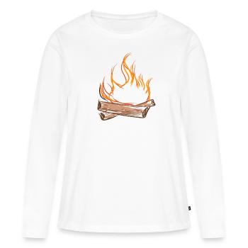 Feu de camp - T-shirt manches longues Premium bio Femme - blanc - Devant - Julia (174cm)
