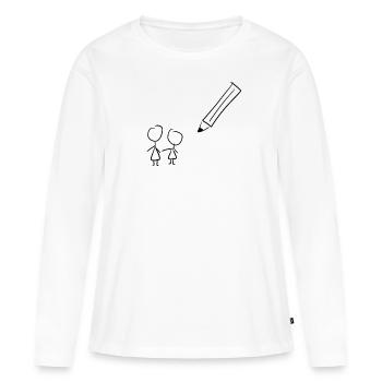 Zeichnung stift - Frauen Premium Bio Langarmshirt - Weiß - Vorne - Julia (174cm)