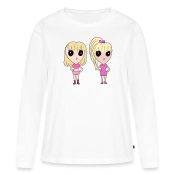 amis d’amitié - T-shirt manches longues Premium bio Femme - blanc - Devant - Julia (174cm)