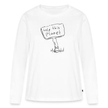 changement climatique - T-shirt manches longues Premium bio Femme - blanc - Devant - Julia (174cm)