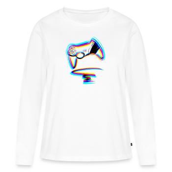 controller gamer zocken linien effekt - Frauen Premium Bio Langarmshirt - Weiß - Vorne - Julia (174cm)
