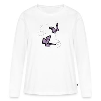 two butterflies butterfly thread - Women's Premium Organic Long Sleeve Shirt - white - Front - Julia (174cm)