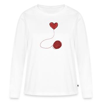 heart red symbol wool thread line - Women's Premium Organic Long Sleeve Shirt - white - Front - Julia (174cm)