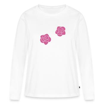 fleurs rose fleur symbole plante rose - T-shirt manches longues Premium bio Femme - blanc - Devant - Julia (174cm)