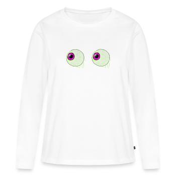 globes oculaires fou effrayant drôle drôle drôle - T-shirt manches longues Premium bio Femme - blanc - Devant - Julia (174cm)