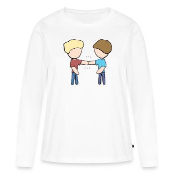 Copains Amis Amitié Cohésion - T-shirt manches longues Premium bio Femme - blanc - Devant - Julia (174cm)