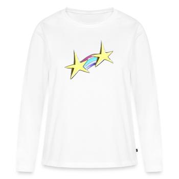 étoile arc-en-ciel étoiles or - T-shirt manches longues Premium bio Femme - blanc - Devant - Julia (174cm)