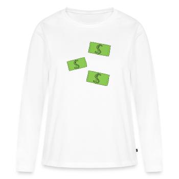 Symbole vert du billet de banque en dollars - T-shirt manches longues Premium bio Femme - blanc - Devant - Julia (174cm)
