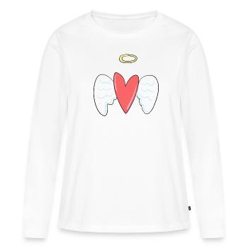 ange cœur rouge protéger l’amour anges gardiens anges - T-shirt manches longues Premium bio Femme - blanc - Devant - Julia (174cm)