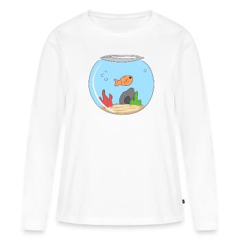 poisson rouge animal animal animal animal animal symbole - T-shirt manches longues Premium bio Femme - blanc - Devant - Julia (174cm)