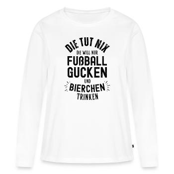 Fußball Fussball Bier lustiger Spruch Deutschland - Frauen Premium Bio Langarmshirt - Weiß - Vorne - Julia (174cm)