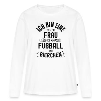 Fußball Fussball Bier lustiger Spruch Deutschland - Frauen Premium Bio Langarmshirt - Weiß - Vorne - Julia (174cm)