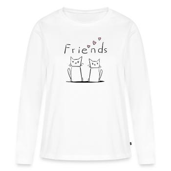 Amis Ami Amitié Chats Chat - T-shirt manches longues Premium bio Femme - blanc - Devant - Julia (174cm)