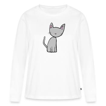 graue Katze Tier Haustier grau Symbol - Frauen Premium Bio Langarmshirt - Weiß - Vorne - Julia (174cm)