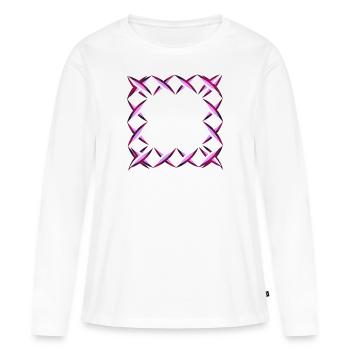 pink square square crosses - Women's Premium Organic Long Sleeve Shirt - white - Front - Julia (174cm)