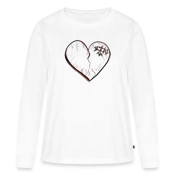 herz symbol gebrochen traurig narben - Frauen Premium Bio Langarmshirt - Weiß - Vorne - Julia (174cm)