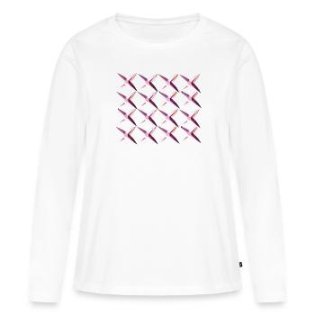 le filet croise le motif rose - T-shirt manches longues Premium bio Femme - blanc - Devant - Julia (174cm)