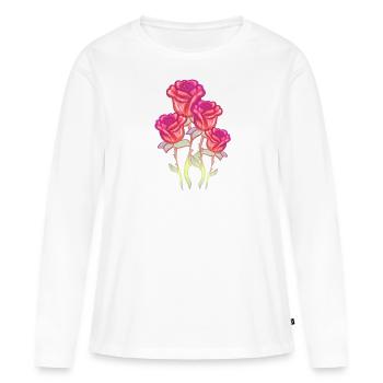rote blumen blume rose glitzer - Frauen Premium Bio Langarmshirt - Weiß - Vorne - Julia (174cm)