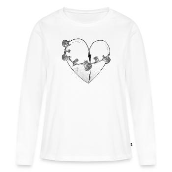 Coeur Rose Cicatrices Symbole Gris - T-shirt manches longues Premium bio Femme - blanc - Devant - Julia (174cm)