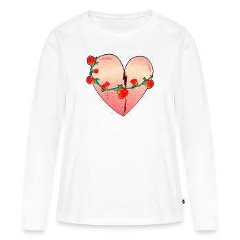 herz rosen narben rot symbol - Frauen Premium Bio Langarmshirt - Weiß - Vorne - Julia (174cm)