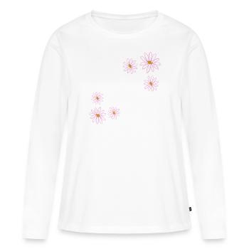 Fleurs roses fleurs plantes fleur - T-shirt manches longues Premium bio Femme - blanc - Devant - Julia (174cm)
