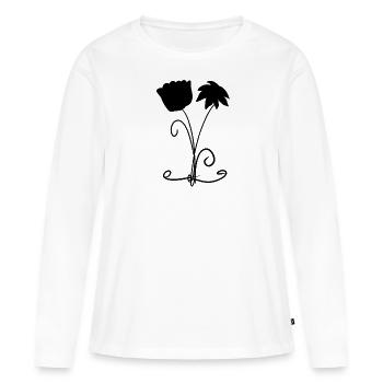 fleurs symbole plantes plantes - T-shirt manches longues Premium bio Femme - blanc - Devant - Julia (174cm)