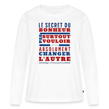 Le secret du bonheur.. - T-shirt manches longues Premium bio Femme - blanc - Devant - Julia (174cm)