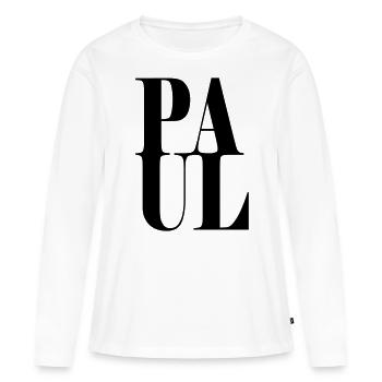 Paul Nom Prénom Police moderne Word Art - T-shirt manches longues Premium bio Femme - blanc - Devant - Julia (174cm)
