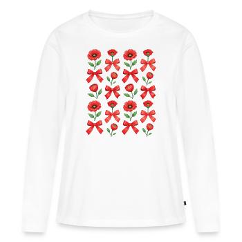 Mohnblume Schleife für Damen - Frauen Premium Bio Langarmshirt - Weiß - Vorne - Julia (174cm)