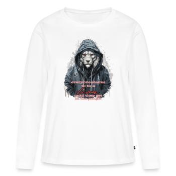 Löwe Afrika Katze - be a lion jungle - Frauen Premium Bio Langarmshirt - Weiß - Vorne - Julia (174cm)