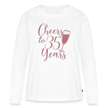 35e anniversaire Femmes pour ses acclamations à 35 ans - T-shirt manches longues Premium bio Femme - blanc - Devant - Julia (174cm)