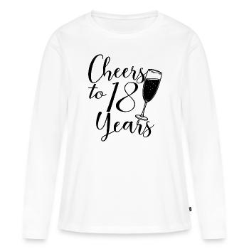 Femmes du 18e anniversaire pour ses acclamations à 18 ans - T-shirt manches longues Premium bio Femme - blanc - Devant - Julia (174cm)