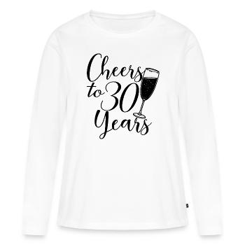 35e anniversaire Femmes pour ses acclamations à 35 ans - T-shirt manches longues Premium bio Femme - blanc - Devant - Julia (174cm)