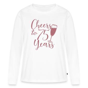 75e anniversaire Femmes Son anniversaire Fille 75 ans - T-shirt manches longues Premium bio Femme - blanc - Devant - Julia (174cm)