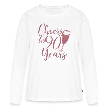 90th Birthday Women Her Birthday Girl 90 Years Old - Women's Premium Organic Long Sleeve Shirt - white - Front - Julia (174cm)