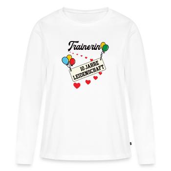 Trainerin Jubiläum 10 Jahre Fußballtrainerin - Frauen Premium Bio Langarmshirt - Weiß - Vorne - Julia (174cm)