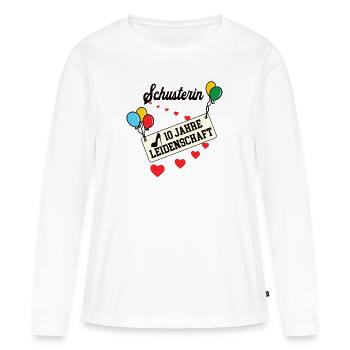 Schusterin 10 jähriges Jubiläum 10 Jahre Arbeit - Frauen Premium Bio Langarmshirt - Weiß - Vorne - Julia (174cm)