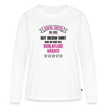 Eigene Chefin 2024 Selbst Ständig Machen Startup - Frauen Premium Bio Langarmshirt - Weiß - Vorne - Julia (174cm)