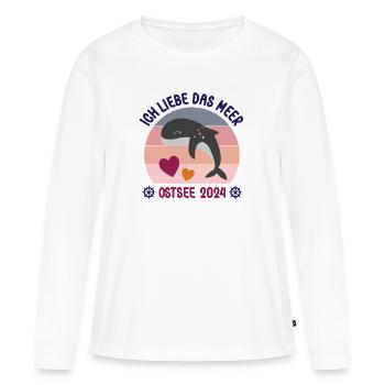 Ostsee Urlaub 2024 Ich liebe das Meer Rettet Wale - Frauen Premium Bio Langarmshirt - Weiß - Vorne - Julia (174cm)