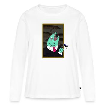 Poisson estonien - T-shirt manches longues Premium bio Femme - blanc - Devant - Julia (174cm)
