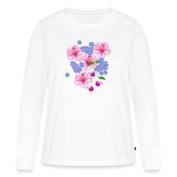 Fleurs, fleurs - T-shirt manches longues Premium bio Femme - blanc - Devant - Julia (174cm)