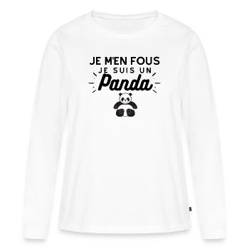 T-shirt Je m'en fous je suis un panda Humour - T-shirt manches longues Premium bio Femme - blanc - Devant - Julia (174cm)