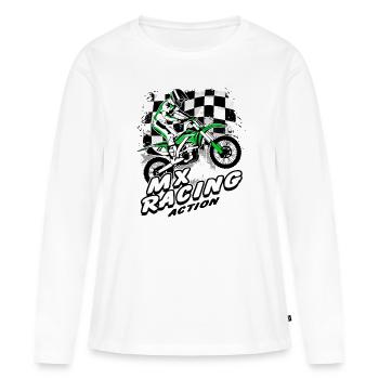 Moto Cross - Motocross - Supercross - T-shirt manches longues Premium bio Femme - blanc - Devant - Julia (174cm)