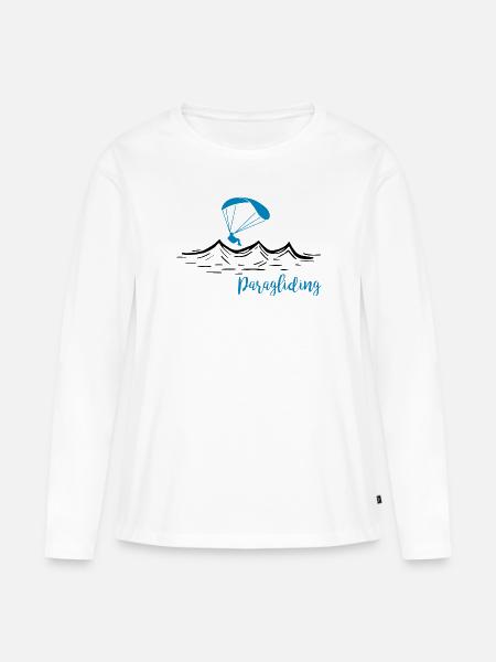 Über den Bergen_Paragliding - Frauen Premium Bio Langarmshirt - Weiß