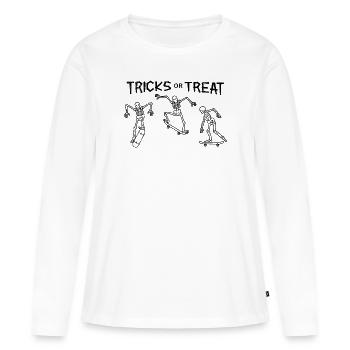 Halloween Skateboard Skeleton Tricks ou Treat - T-shirt manches longues Premium bio Femme - blanc - Devant - Julia (174cm)