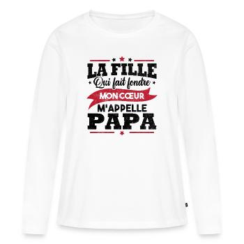 La fille qui fait fondre mon cœur m appelle papa - T-shirt manches longues Premium bio Femme - blanc - Devant - Julia (174cm)