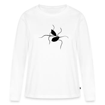 feuilles symbole tige plante - T-shirt manches longues Premium bio Femme - blanc - Devant - Julia (174cm)