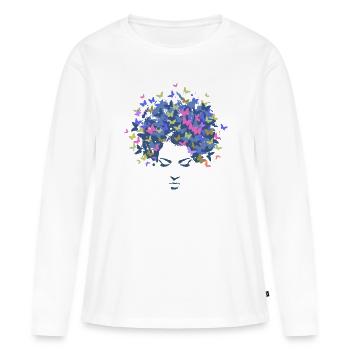 Frau Haar Grafik - Frauen Premium Bio Langarmshirt - Weiß - Vorne - Julia (174cm)